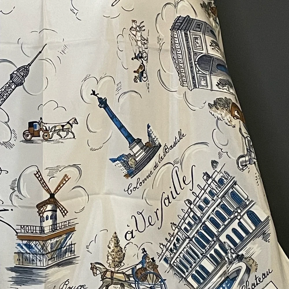 Rare Vintage Paris Souvenir Scarf Unworn Near Mint Condition 31 In - Picture 8 of 10